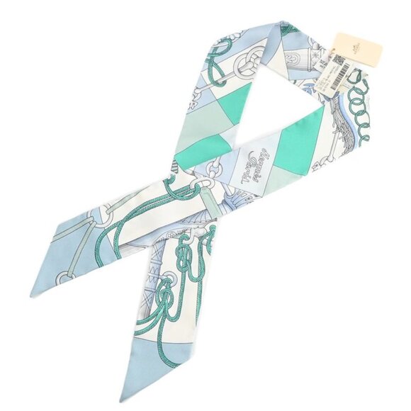 Hermes Scarf Twilly Silk Ciel White Mentor